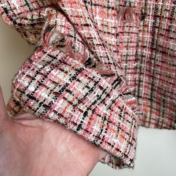 Emma James Pink, White and Black Iconic Parisian Style Plaid Tweed Blazer - Picture 8 of 14